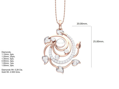 3D Printable Cad jewelry design of Lady diamond Pendant 3D Model