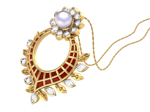 3D Printable Cad jewelry design of Lady diamond Pendant Model 3D
