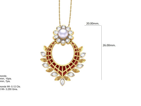 3D Printable Cad jewelry design of Lady diamond Pendant Model 3D