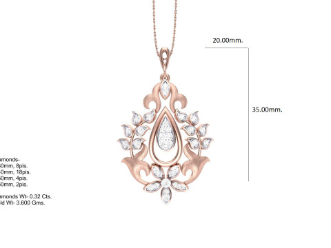 3D Printable Cad jewelry design of Lady diamond Pendant 3D मॉडल