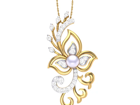 レディ ダイヤモンド ペンダントの 3D 印刷可能な Cad ジュエリー デザイン 3Dモデル