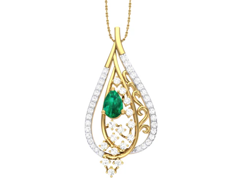 3D Printable Cad jewelry design of Lady diamond Pendant 3D Model