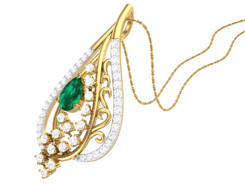 3D Printable Cad jewelry design of Lady diamond Pendant Modelo 3D
