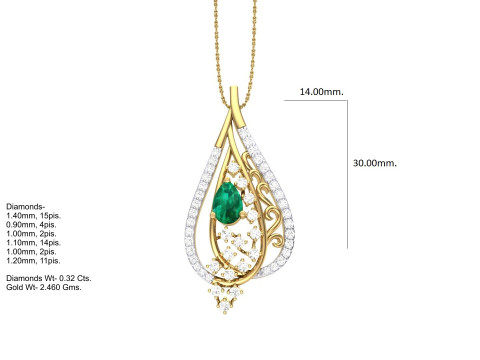 3D Printable Cad jewelry design of Lady diamond Pendant Modelo 3D