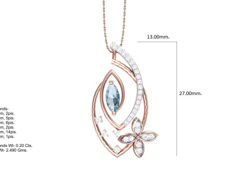 3D Printable Cad jewelry design of Lady diamond Pendant 3D Model
