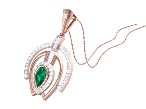 3D Printable Cad jewelry design of Lady diamond Pendant 3D Model