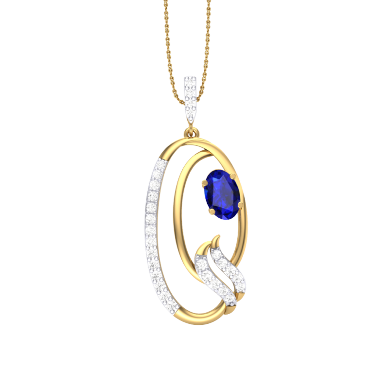 3D Printable Cad jewelry design of Lady diamond Pendant 3D 모델 .c4d .max .obj .3ds .fbx .stl .blend