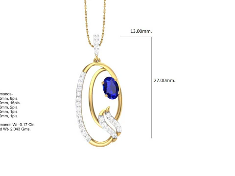 3D Printable Cad jewelry design of Lady diamond Pendant 3D Model