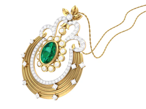 3D Printable Cad jewelry design of Lady diamond Pendant 3D Model