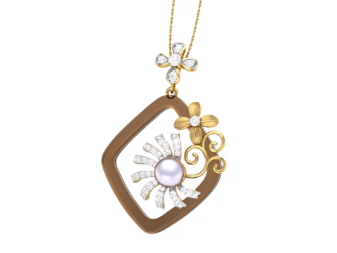 3D Printable Cad jewelry design of Lady diamond Pendant 3D Model