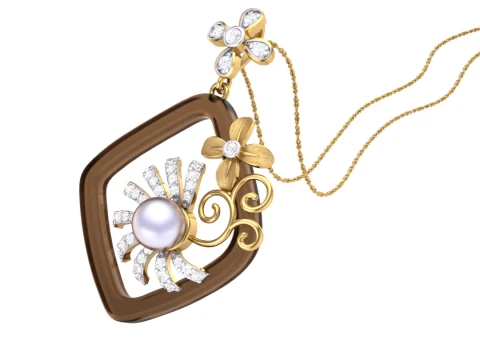 3D Printable Cad jewelry design of Lady diamond Pendant 3D Model
