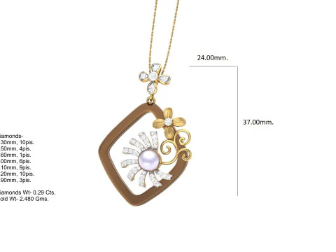3D Printable Cad jewelry design of Lady diamond Pendant 3D Model