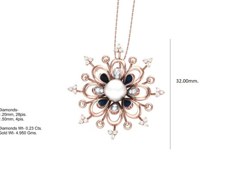 3D Printable Cad jewelry design of Lady diamond Pendant 3D Model