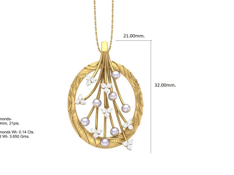 3D Printable Cad jewelry design of Lady diamond Pendant Modelo 3D