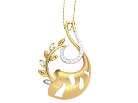 3D Printable Cad jewelry design of Lady diamond Pendant 3D Model
