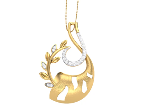 3D-печать CAD-дизайна ювелирного кулона Lady с бриллиантами 3D Модель