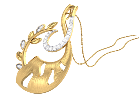 3D Printable Cad jewelry design of Lady diamond Pendant Modèle 3D