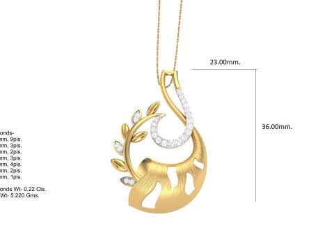 3D Printable Cad jewelry design of Lady diamond Pendant 3D Model