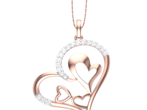 レディ ダイヤモンド ペンダントの 3D 印刷可能な Cad ジュエリー デザイン 3Dモデル