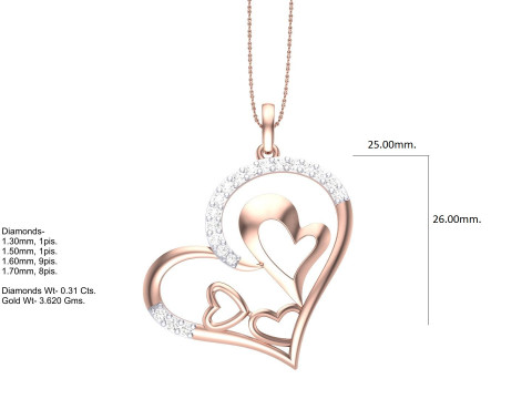 3D Printable Cad jewelry design of Lady diamond Pendant 3D Model