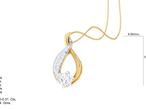 3D Printable Cad jewelry design of Lady diamond Pendant 3D Model