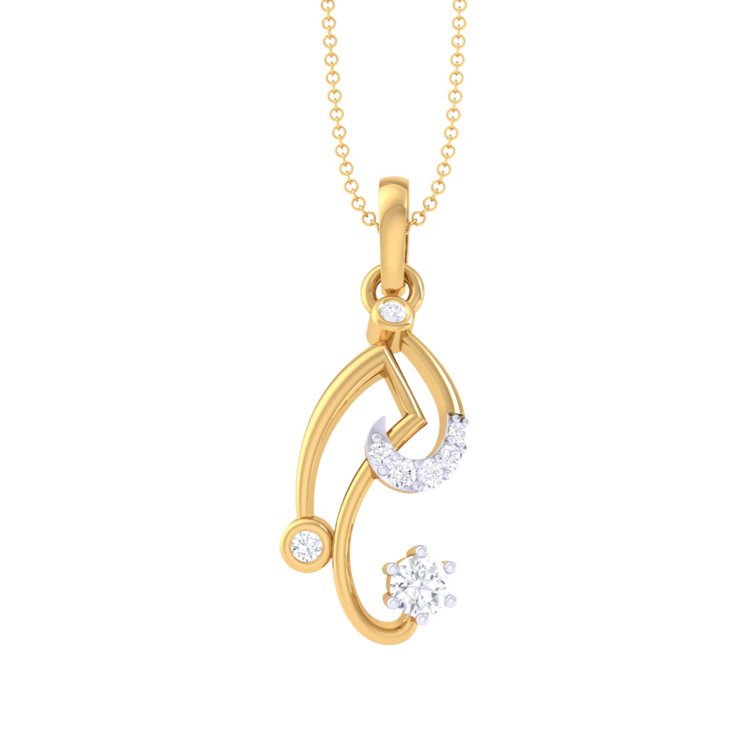 3D Printable Cad jewelry design of Lady diamond Pendant 3D Model .c4d .max .obj .3ds .fbx .stl .blend 