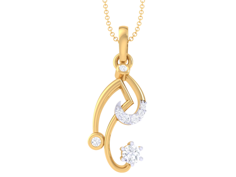 3D Printable Cad jewelry design of Lady diamond Pendant 3D Model