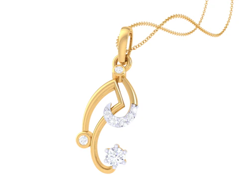 3D Printable Cad jewelry design of Lady diamond Pendant 3D Model