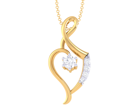 3D Printable Cad jewelry design of Lady diamond Pendant 3D Model