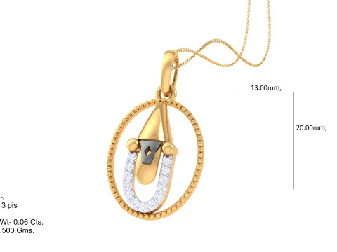 3D Printable Cad jewelry design of Lady diamond Pendant Modelo 3D