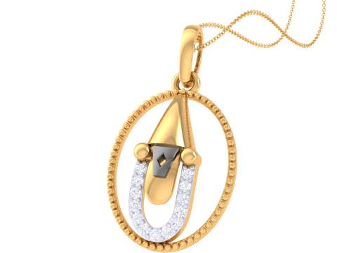 3D Printable Cad jewelry design of Lady diamond Pendant Modelo 3D