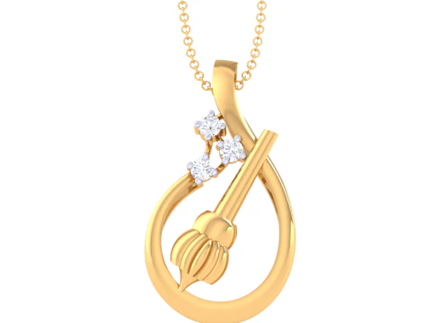 3D Printable Cad jewelry design of Lady diamond Pendant 3D Model