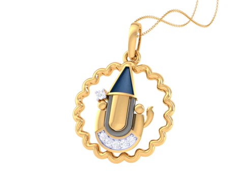 3D Printable Cad jewelry design of Lady diamond Pendant 3D Model