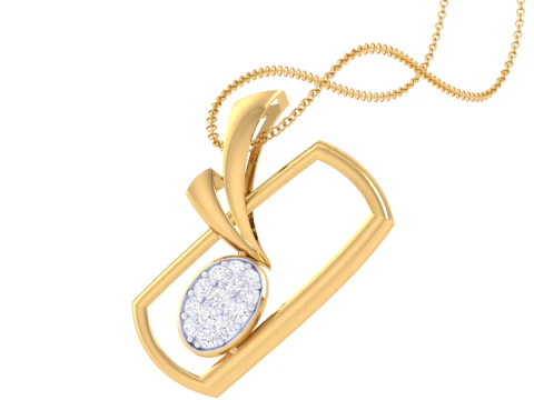 3D Printable Cad jewelry design of Lady diamond Pendant 3D Model