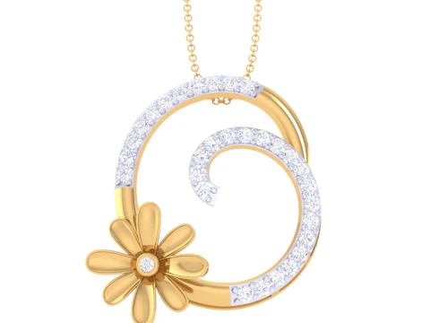 3D-печать CAD-дизайна ювелирного кулона Lady с бриллиантами 3D Модель