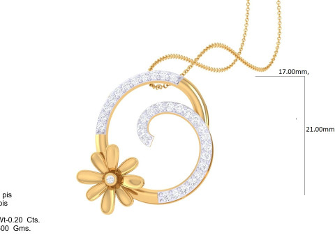 3D Printable Cad jewelry design of Lady diamond Pendant 3D Model