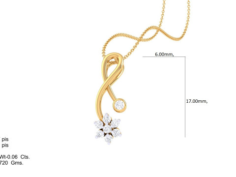 3D Printable Cad jewelry design of Lady diamond Pendant Modelo 3D