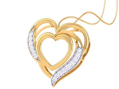 3D Printable Cad jewelry design of Lady diamond Pendant Modèle 3D