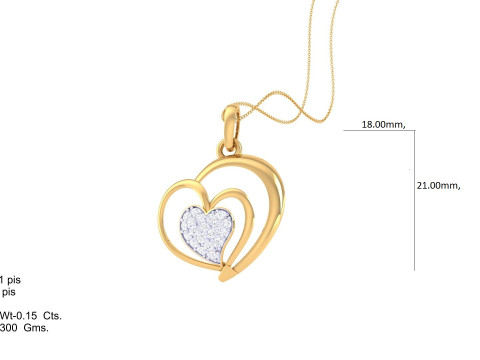 3D Printable Cad jewelry design of Lady diamond Pendant Model 3D