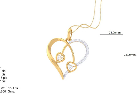 3D Printable Cad jewelry design of Lady diamond Pendant 3D Model