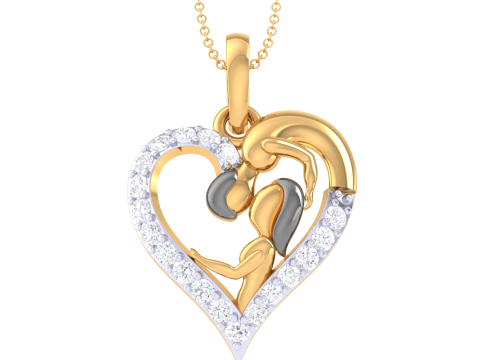3D Printable Cad jewelry design of Lady diamond Pendant Model 3D