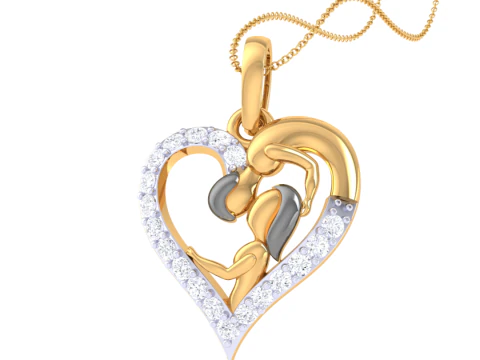3D Printable Cad jewelry design of Lady diamond Pendant 3D Model