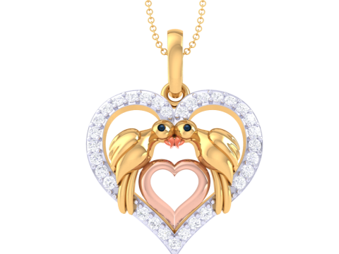 3D Printable Cad jewelry design of Lady diamond Pendant Model 3D