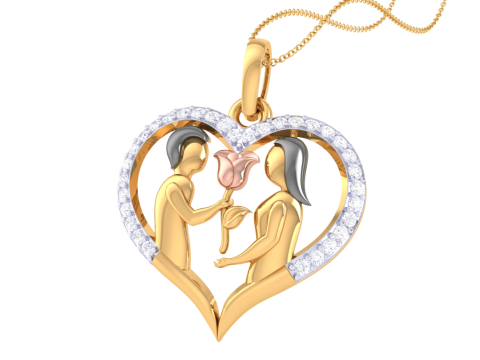 3D Printable Cad jewelry design of Lady diamond Pendant Model 3D