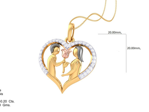 3D Printable Cad jewelry design of Lady diamond Pendant Modelo 3D