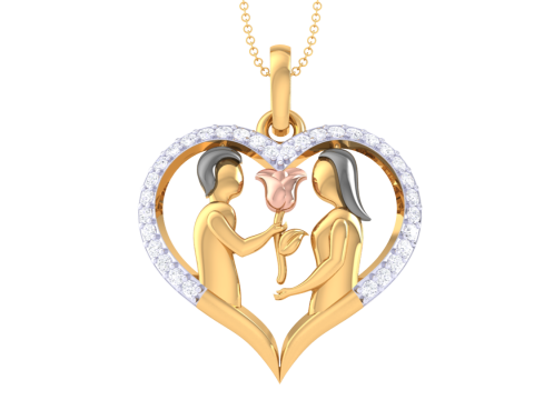 3D Printable Cad jewelry design of Lady diamond Pendant Modelo 3D