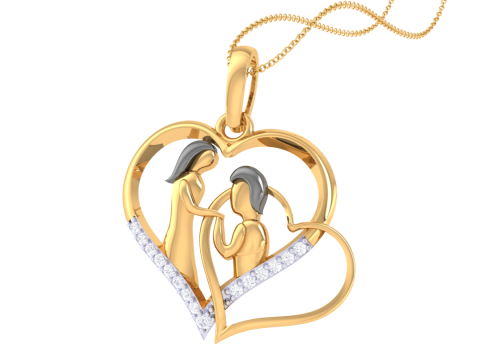 3D Printable Cad jewelry design of Lady diamond Pendant Modèle 3D