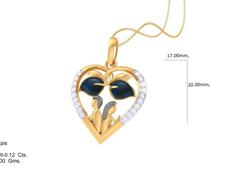 3D Printable Cad jewelry design of Lady diamond Pendant 3D Model