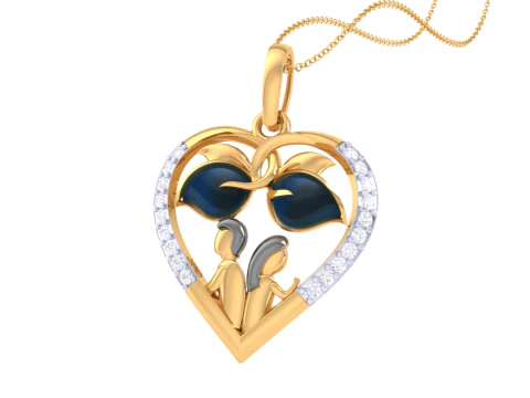3D Printable Cad jewelry design of Lady diamond Pendant 3D Model