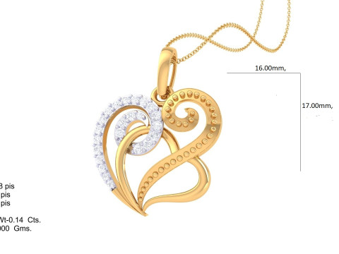 3D Printable Cad jewelry design of Lady diamond Pendant Modèle 3D